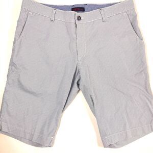 Mezzo Uomo Men's Blue White Bermuda Chino Shorts, 36, 100% Cotton Made in Greece